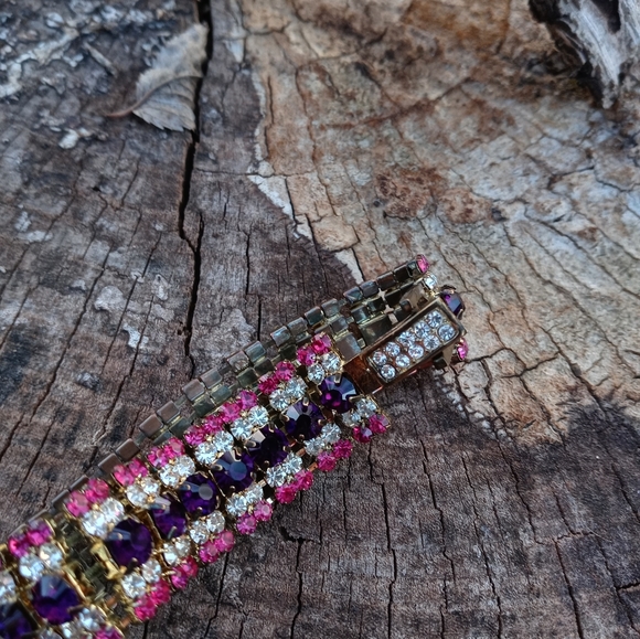 Rhinestone 💜 Amethyst 💞Crystal 💕 Bracelet - Picture 4 of 8